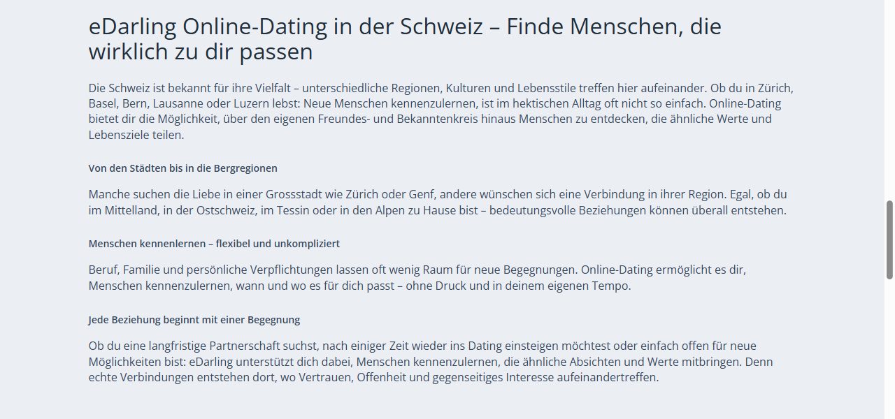 Text von eDarling über Online-Dating in der Schweiz, von den Städten bis in die Bergregionen